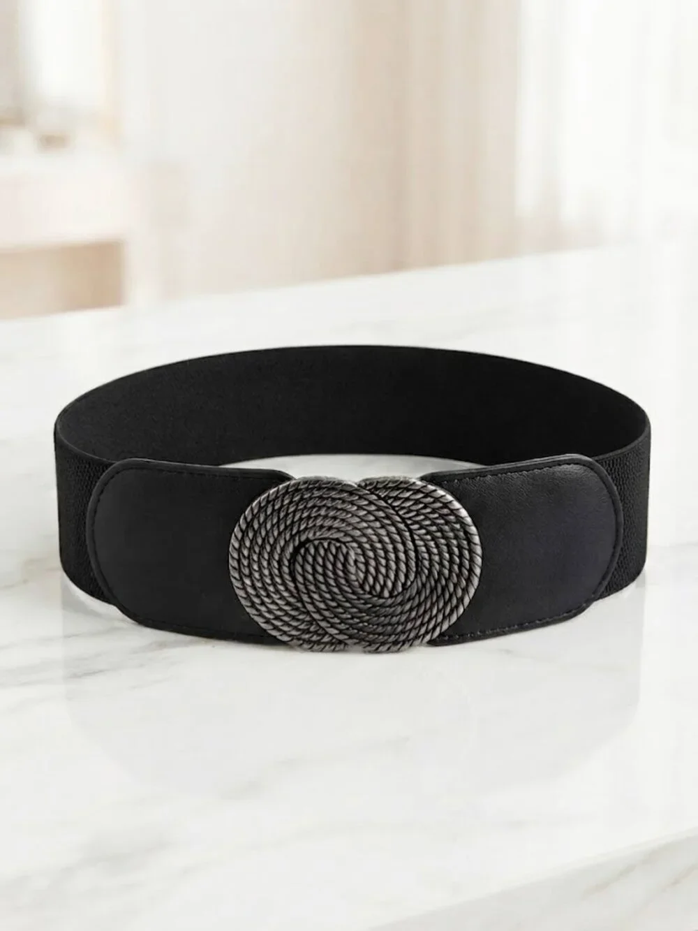 Black Circle Knot Stretch Belt- 25 Inches